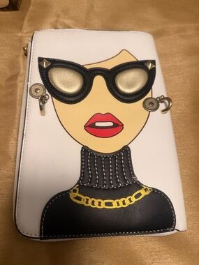 Novelty Portrait Clutch Gold Accents